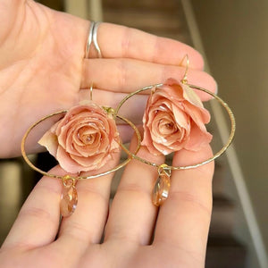 Blossom and Love Peachy Hammered Hoop Rose Suncatchers