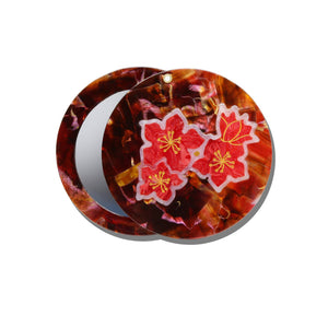 Solar Eclipse Hand-painted Winter Blossom Compact Mirror | Eco-Friendly