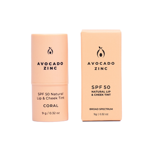 Avocado Zinc SPF 50 Natural Lip & Cheek Tint | Coral