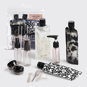 KITSCH Refillable Ultimate Travel 11pc Set | Black & Ivory