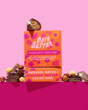 Date Better Snacks - Hazelnut Praline Dark Chocolate Medjool Dates: Standard