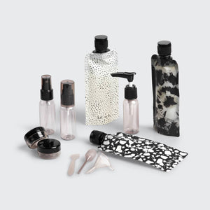 KITSCH Refillable Ultimate Travel 11pc Set | Black & Ivory
