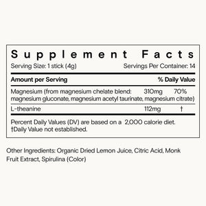 Moon Juice Magnesi-Om | Blue Lemon Calm + L-Theanine for Relaxation, Sleep | Box of 18 Sticks