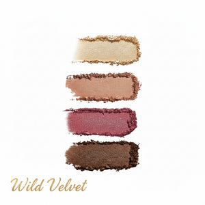 Four swatches of different makeup colors on a white background