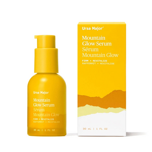 Yellow serum bottle and packaging with 'Ursa Major' branding on a white background