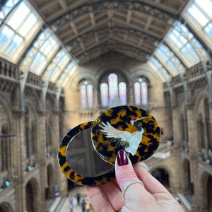 Solar Eclipse - Hand-painted Crane Compact Mirror | Eco-Friendly