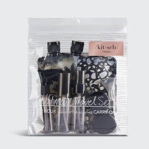 KITSCH Refillable Ultimate Travel 11pc Set | Black & Ivory