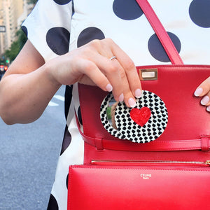 Solar Eclipse - Hand-painted Polka Dot Heart Compact Mirror