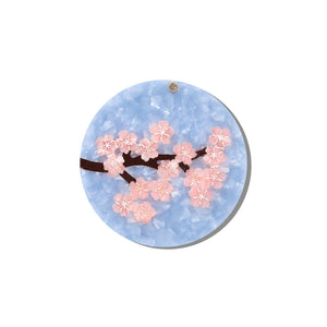 Solar Eclipse Hand-painted Sakura Blossom Compact Mirror | Eco-Friendly Cool Blue