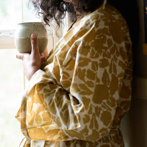 Ichcha - Plant & Mineral Hand Dyed Indian Block Printed Spa Robe |Yan: S/M