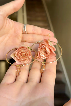 Blossom and Love Peachy Hammered Hoop Rose Suncatchers