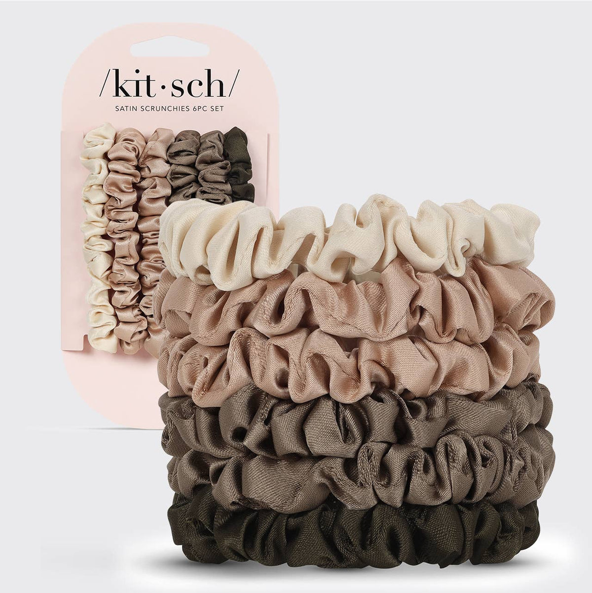 KITSCH Ultra Petite Satin Scrunchies 6pc | Eucalyptus