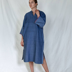 HOME & LOFT Indigo Tribeca Long Sleeve Maxi Kaftan