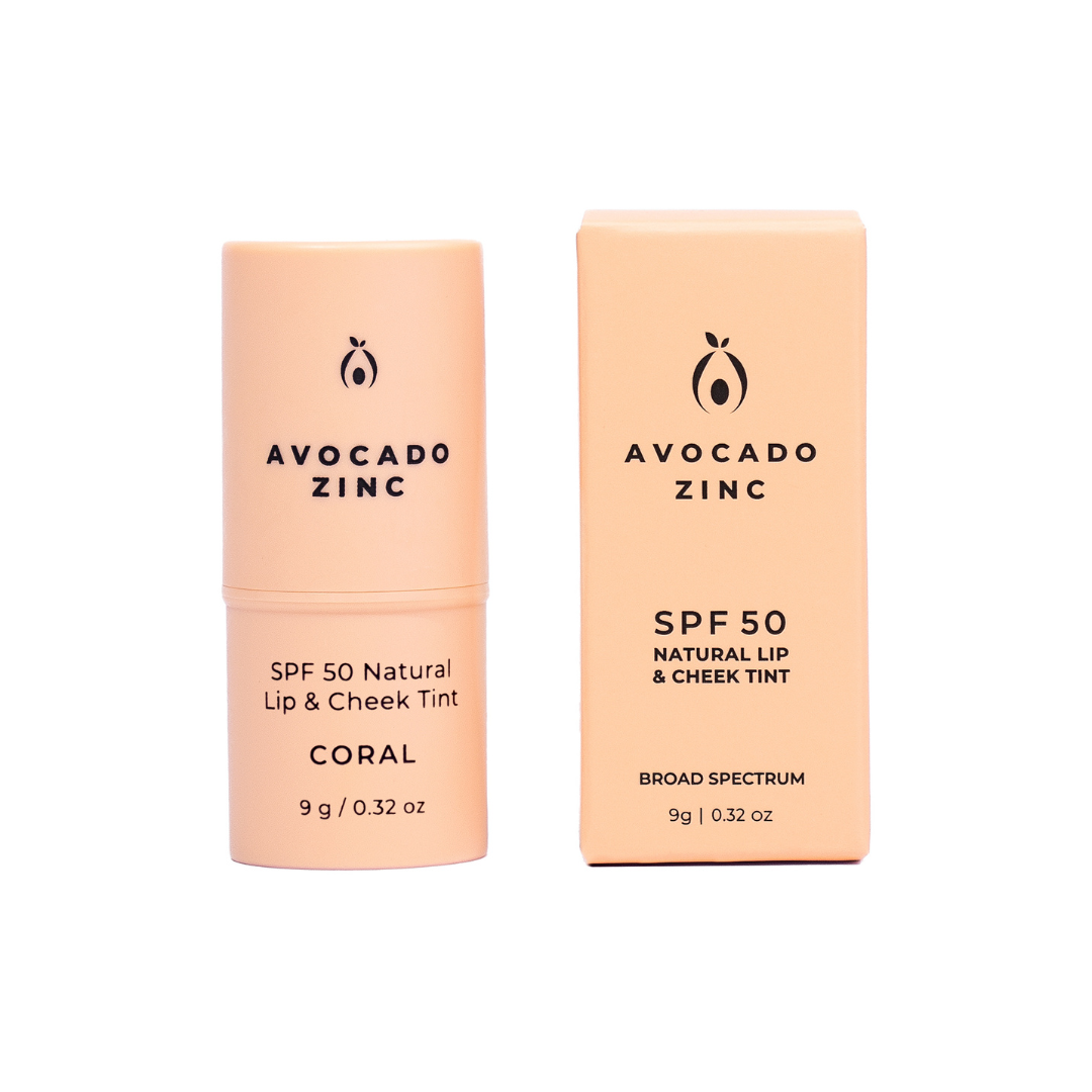 Avocado Zinc SPF 50 Natural Lip & Cheek Tint | Coral