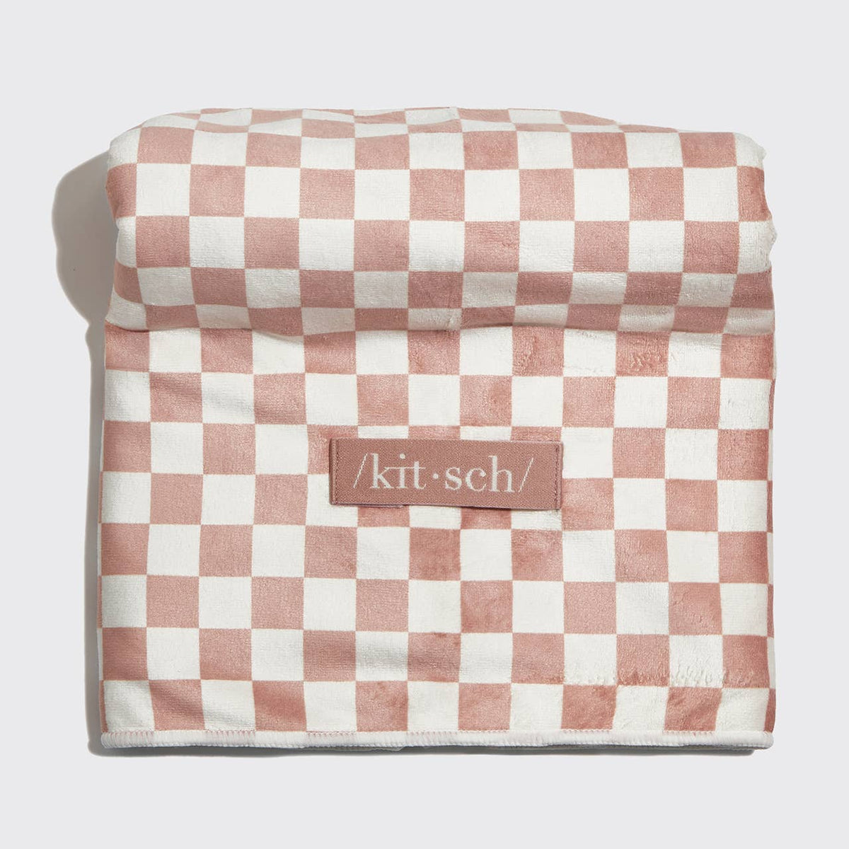 KITSCH Extra Large Quick-Dry Hair Towel Wrap | Terracotta Checker