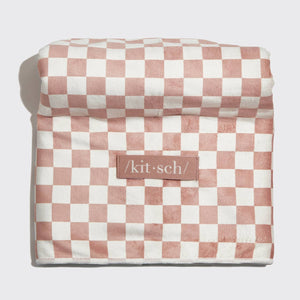 KITSCH Extra Large Quick-Dry Hair Towel Wrap | Terracotta Checker