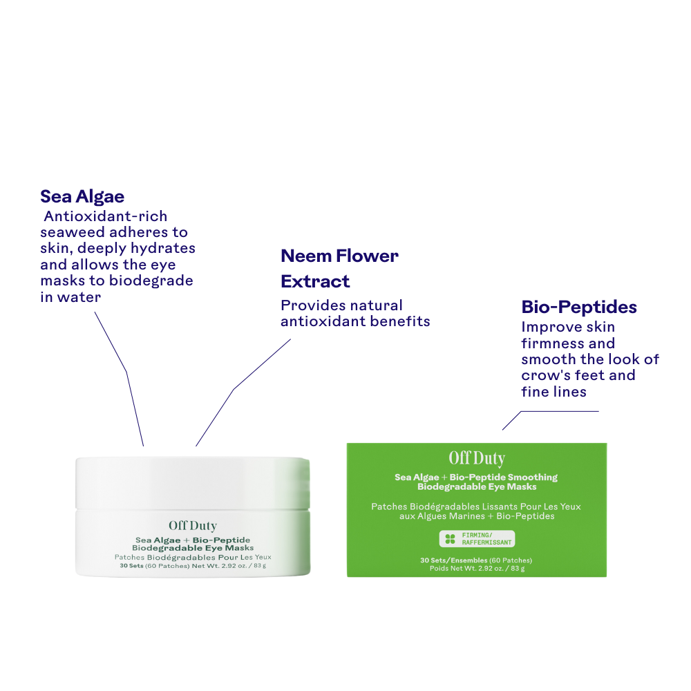 Three Ships (No Duties | Ships from US/CA | USMCA Compliant) - OffDuty™ Sea Algae + Bio-Peptide Smoothing Biodegradable Eye Masks