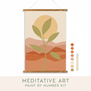 Breathe People - Desert Sunset Meditative Art Paint by Number Kit: Kit + Magnetic Frame