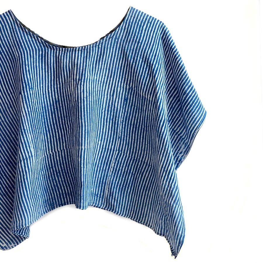 Ichcha Classic Blue Cotton Silk Croptop Clothing Women | Stripes