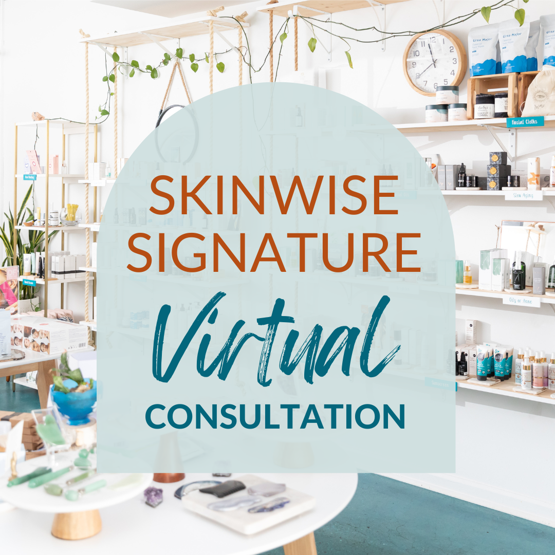 Promotional graphic for Skinwise Signature Virtual Consultation in a store setting.