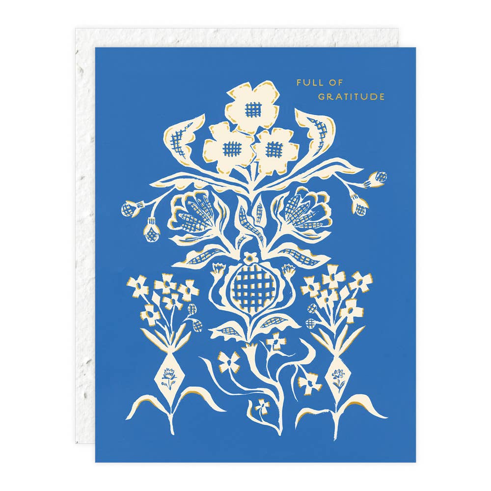 Seedlings - Blue Flower Bouquet - Thank You Card