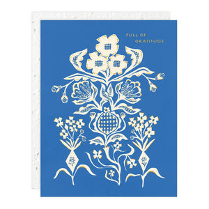 Seedlings - Blue Flower Bouquet - Thank You Card