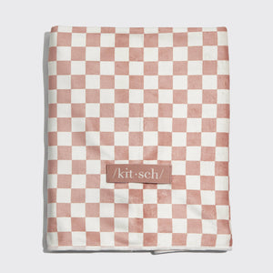 KITSCH Extra Large Quick-Dry Hair Towel Wrap | Terracotta Checker