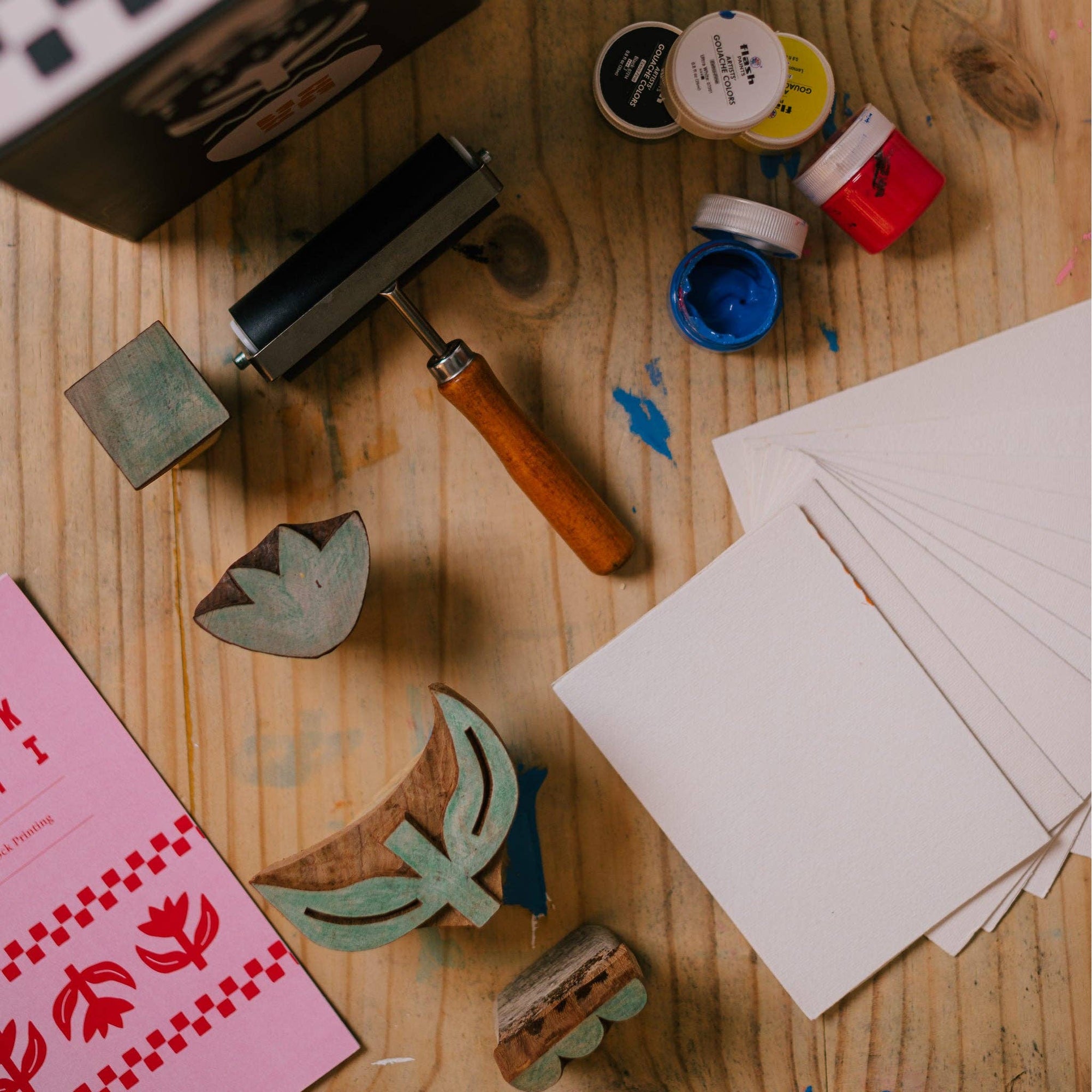 BLOK PARTI Block Printing Stationery Kit | Tulip Print