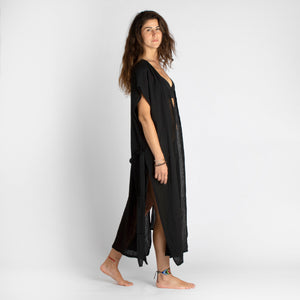 loom.ist Cotton Gauze Long Beach Cover Up | White