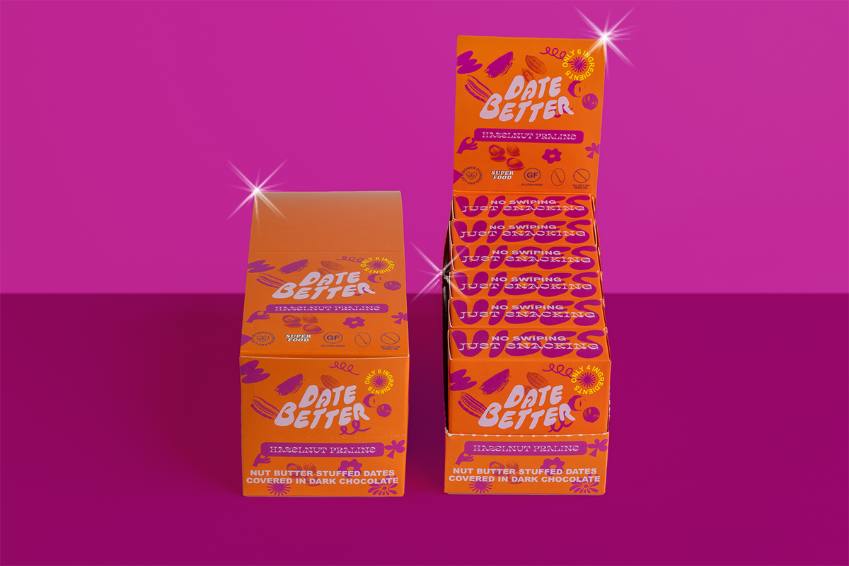 Date Better Snacks - Hazelnut Praline Dark Chocolate Medjool Dates: Standard