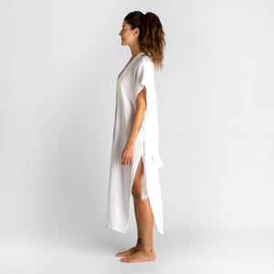 loom.ist Cotton Gauze Long Beach Cover Up | White