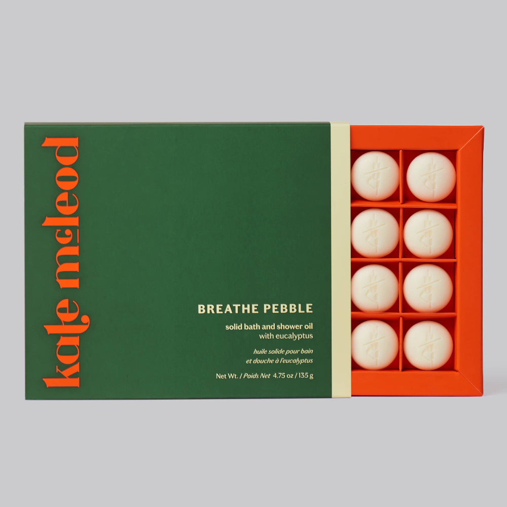 Kate McLeod Breathe Pebble | Deep Moisturizing Solid Bath & Shower Oil | Tray of 20