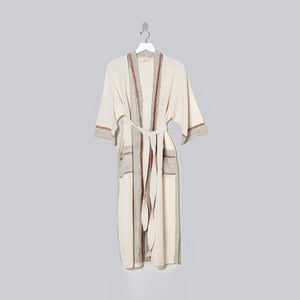 HOME & LOFT Ivory Cherry Tribeca Long Bathrobe | Size Medium