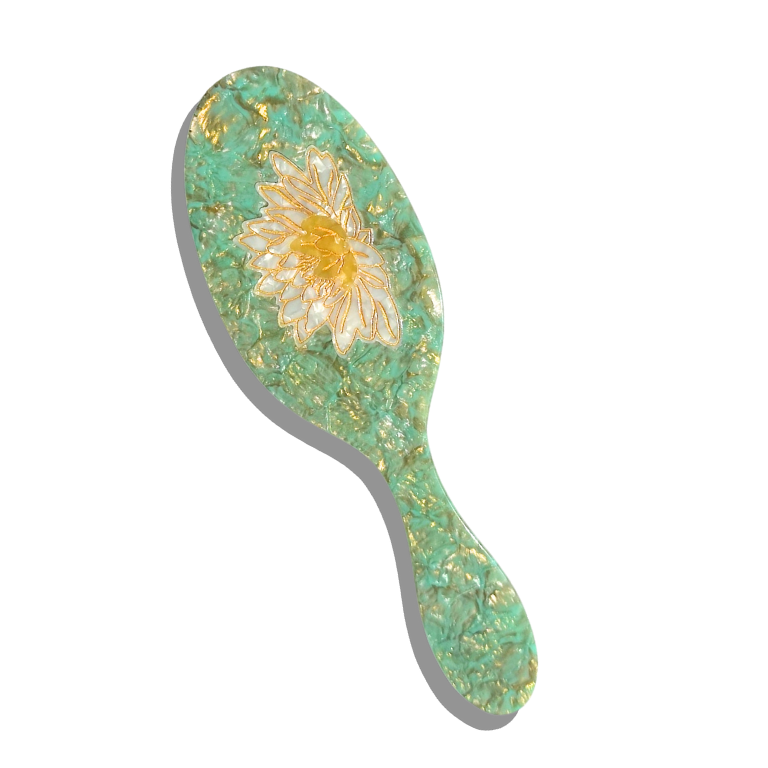 Solar Eclipse - Hand-painted Waterlily Acetate 2-1 Daily Hair Brush