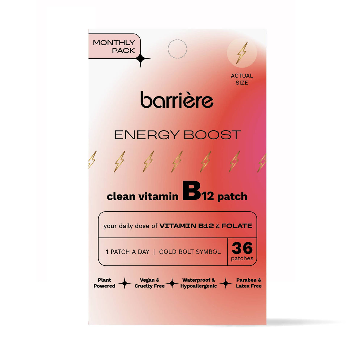 Barriere Energy Boost Vitamin B12 Patch 36pk | Gold Bolt