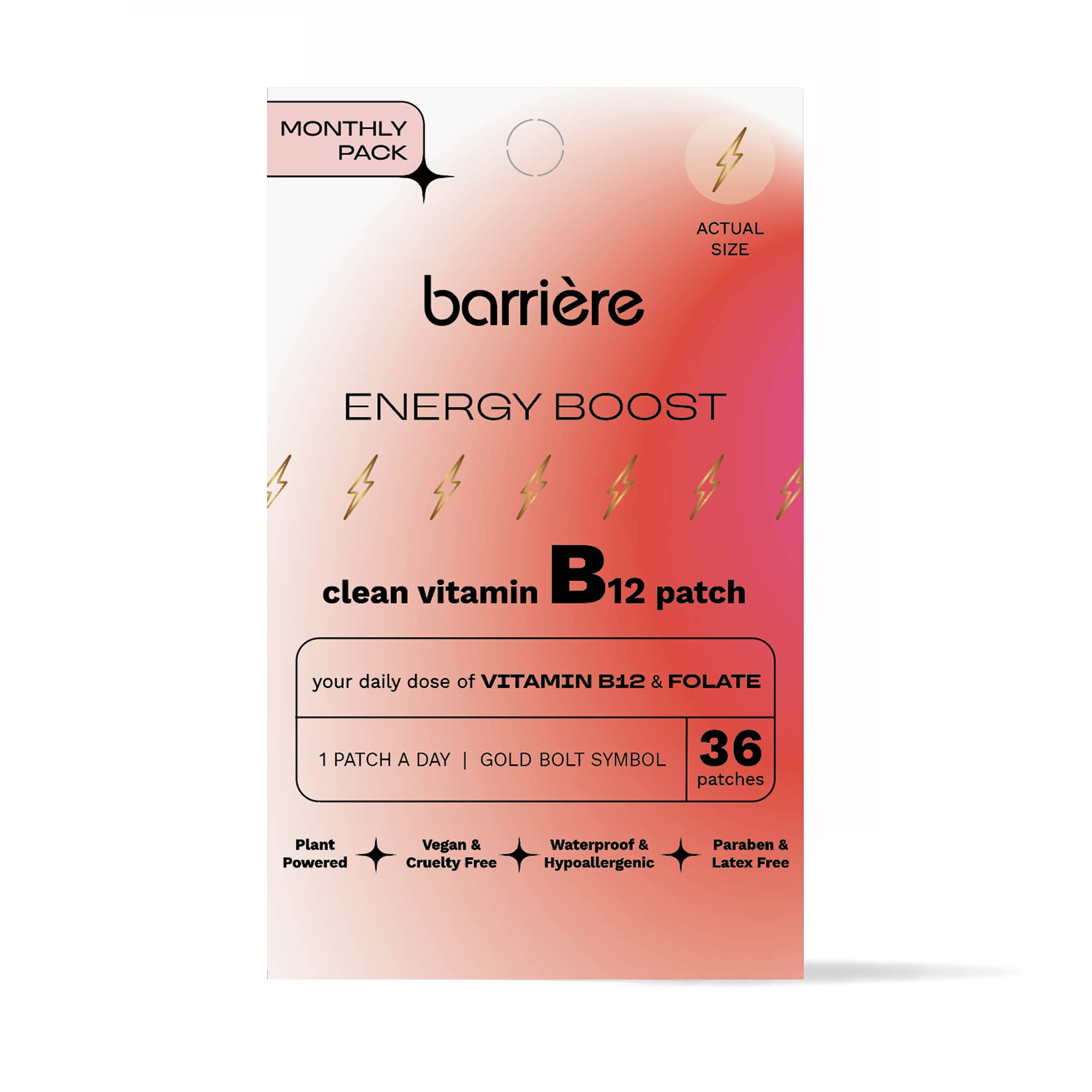 Barriere Energy Boost Vitamin B12 Patch 36pk | Gold Bolt