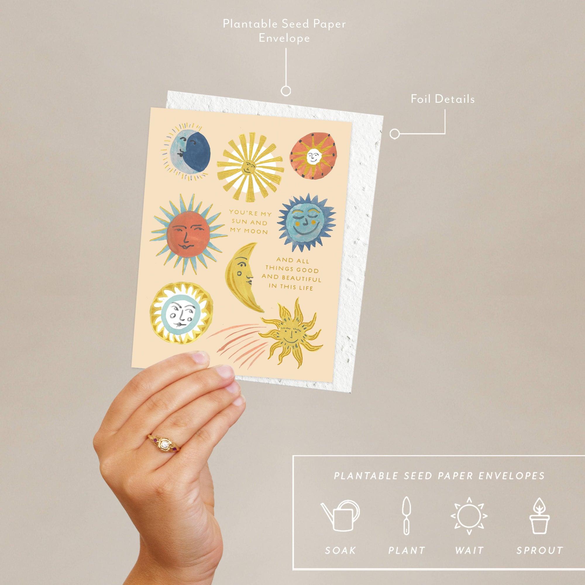 Seedlings Sun and Moon | Love + Friendship Card