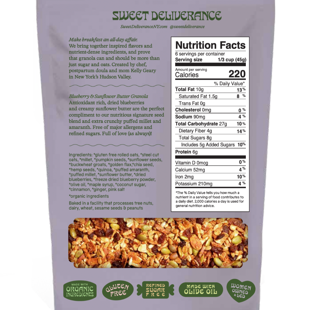 Sweet Deliverance - Blueberry & Sunflower Butter Granola