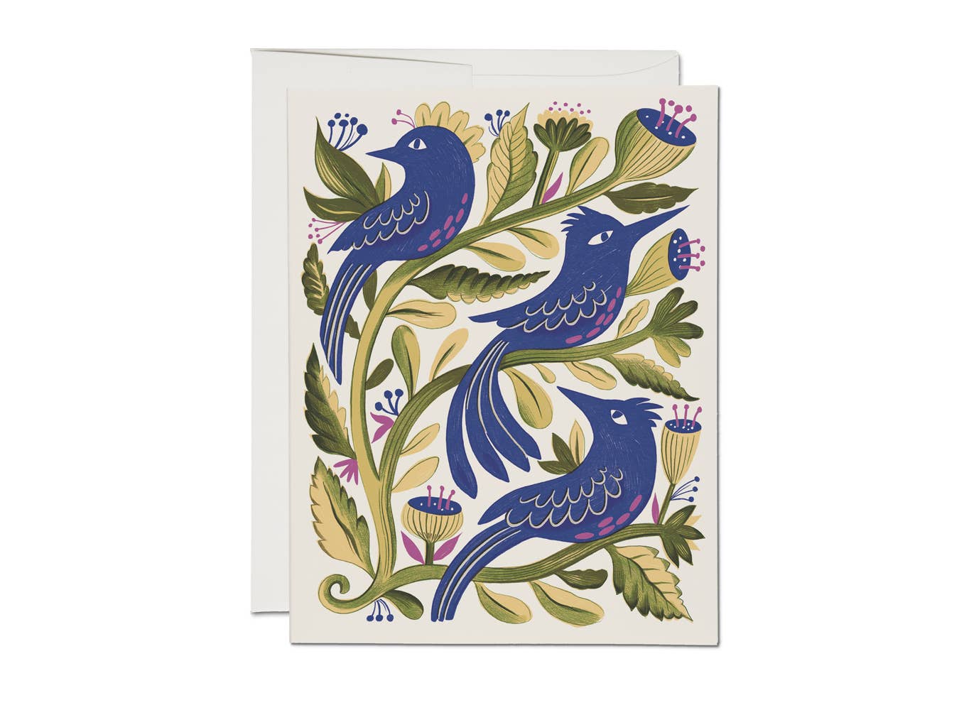 Red Cap Cards Purple Birds everyday Greeting Card