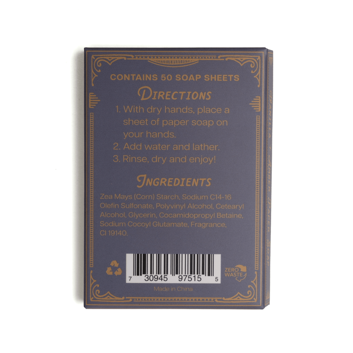 123 Farm Paper Soap Vanilla + Amber | 50 sheets