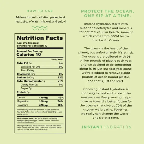 Instant Hydration - 



Premium Electrolyte Drink Mix: Lemon Lime