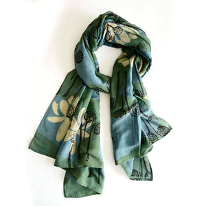 Ichcha Cotton Silk Block printed Women Scarf/Wrap | Lotus Garden