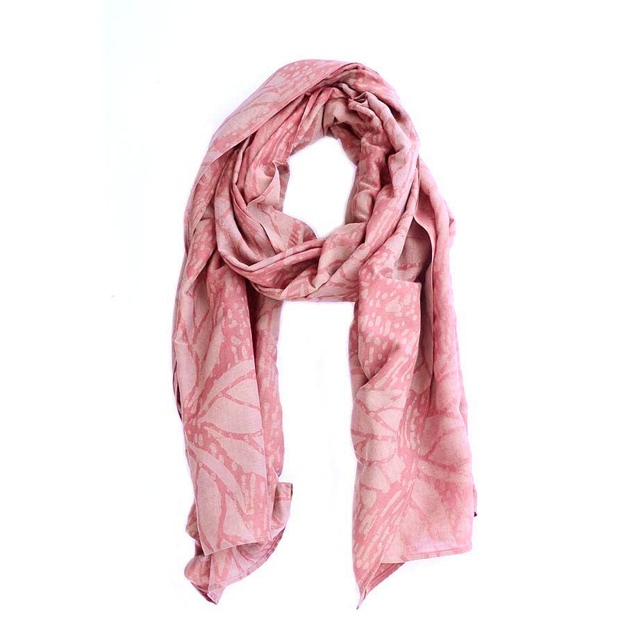 Ichcha Pink Hand Block Print Eco-Friendly Cotton Silk Scarf | Lacey