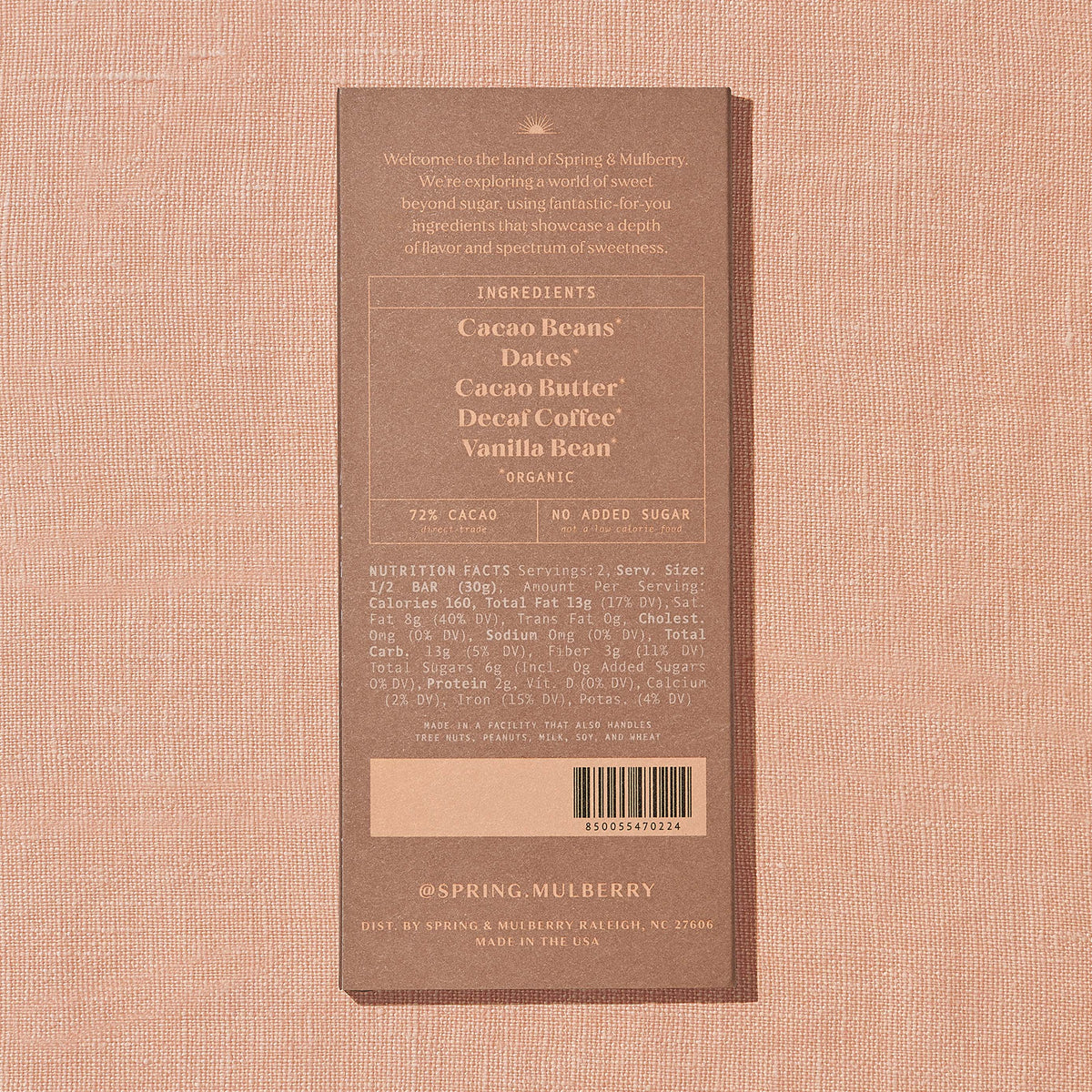 Spring & Mulberry Date Sweetened Dark Chocolate ~ Coffee