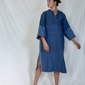 HOME & LOFT Indigo Tribeca Long Sleeve Maxi Kaftan