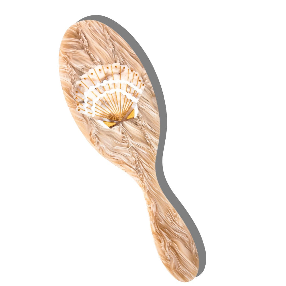 Solar Eclipse - Hand-painted Seashell Acetate 2-1 Daily Hair Brush