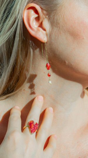 Blossom and Love | Red Rose Threaded Earrings