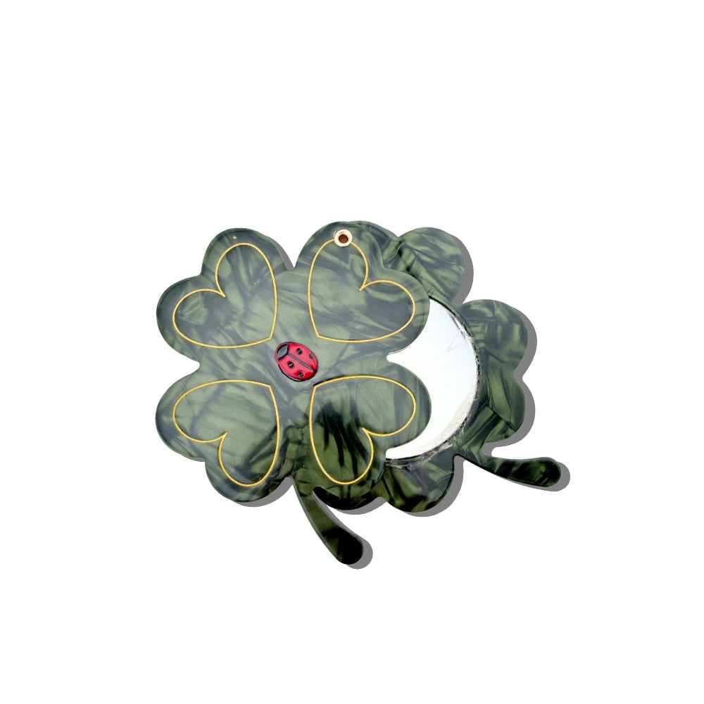 Solar Eclipse Hand-painted Wild Clover Compact Mirror | Eco-Friendly