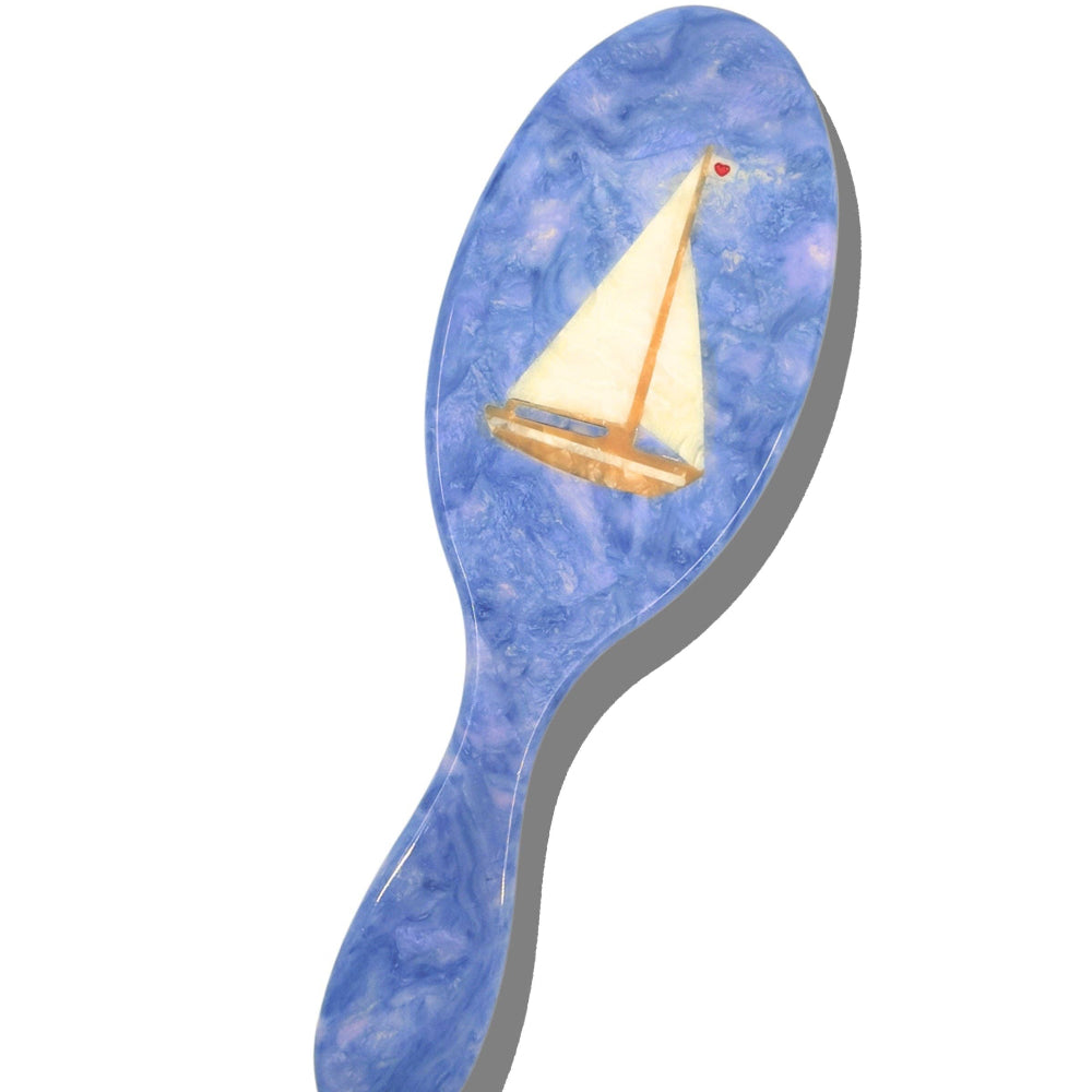 Solar Eclipse Hand-painted Sail Boat Amazing Hair Day Brush | Eco-Friendly