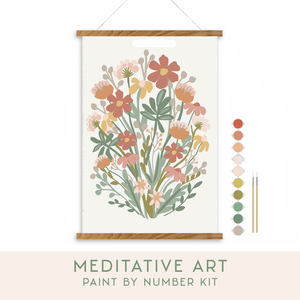 Breathe People - Wildflowers Meditative Art Paint by Number Kit: Kit + Magnetic Frame